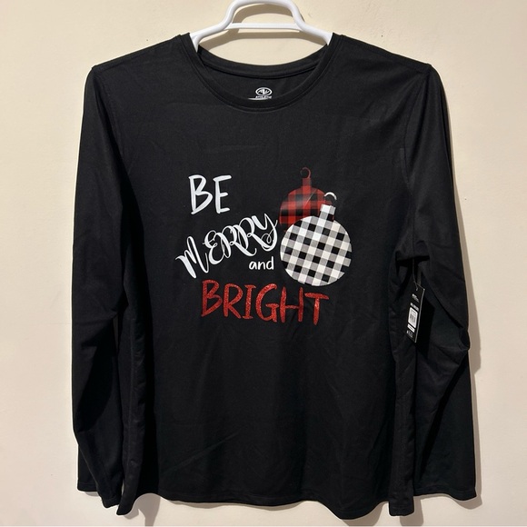 Athletic Works Tops - Athletic Works Holiday T Shirt Women’s 2X 20 Long Sleeve Christmas Text Wicking